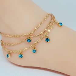 Turquoise Crystal Ankle Bracelet 