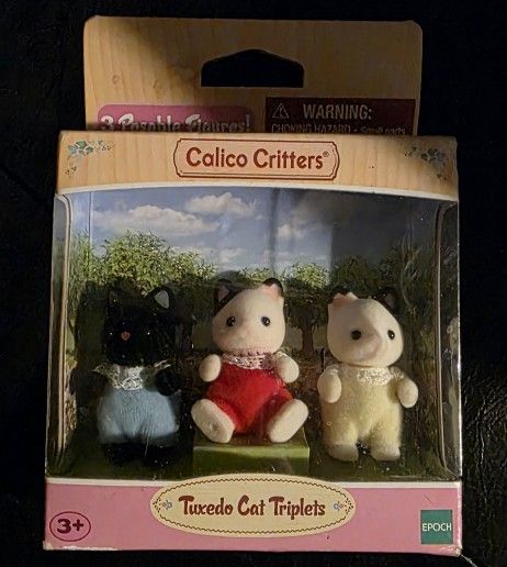 Calico Critters Tuxedo Cat Triplets Set Of 3