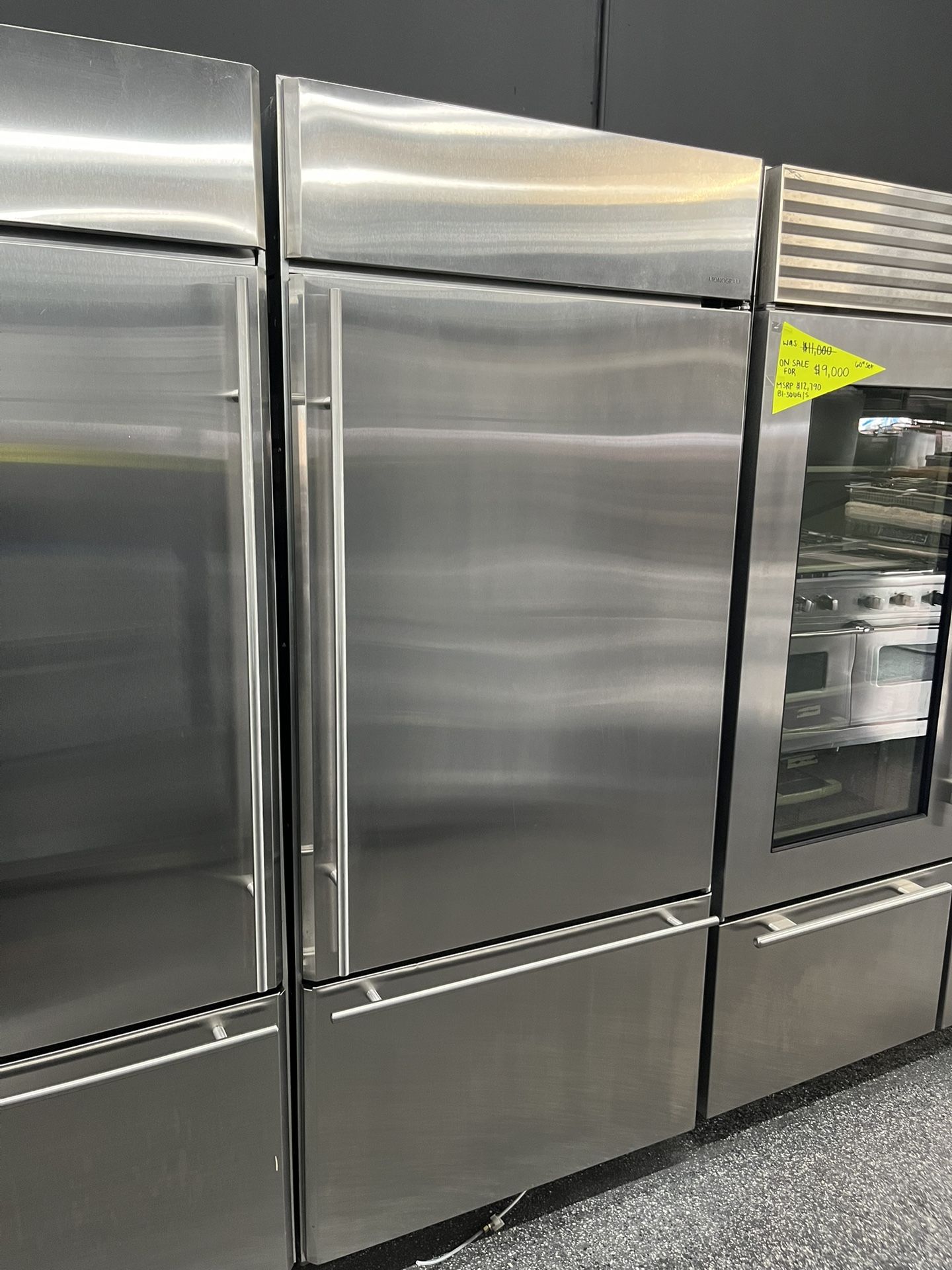Stainless Steel 36” Monogram Refrigerator Built In Bottom Freezer