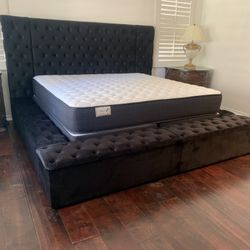 New In Box King Bed Frame With Mattress (Read Description Below)