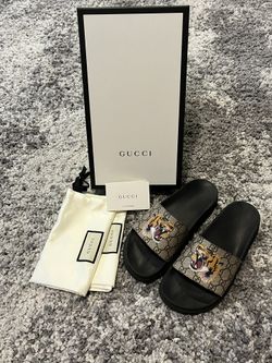 Authentic Gucci GG Supreme Tiger Men’s Rubber Slide Sandal Size 10US