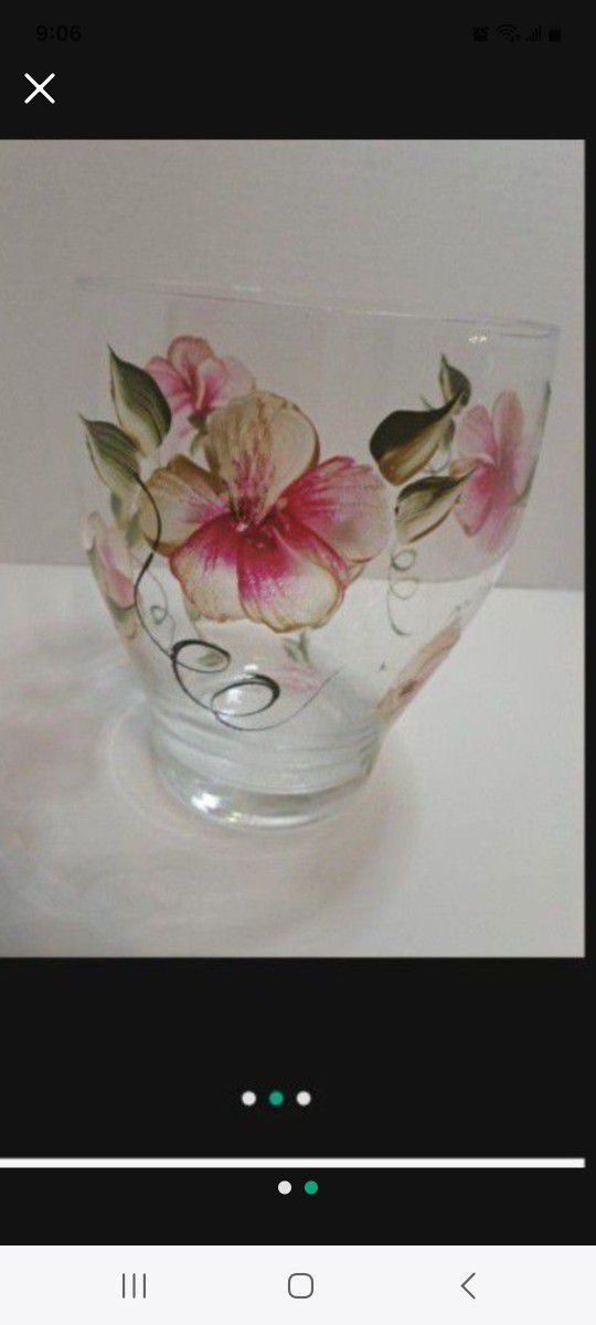 Beautiful Hand Painted Vase 8" Tall