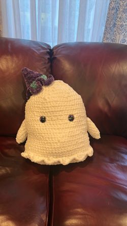 Large witch ghost crochet pillow