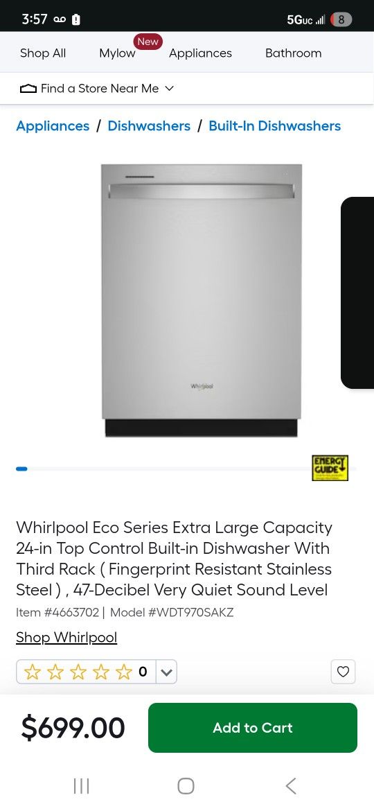 Brand New Whirlpool Dishwasher For Sale 3rd Rack
