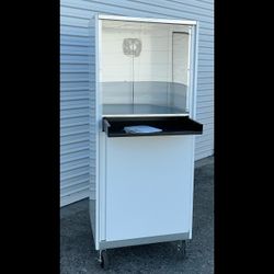 Rolling Computer Cabinet with Plexiglass front and Keyboard Slide
