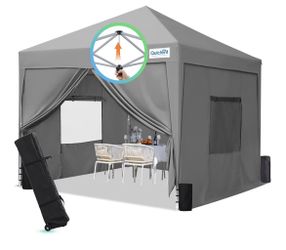 Quictent Carpa Toldo Desplegable de Privacidad de 10 x 10 pies con Paredes Laterales y Ventanas Ventiladas Enrollables, Instalación de Una Persona, Fá