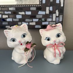 Vintage White Cat Piggy Banks 