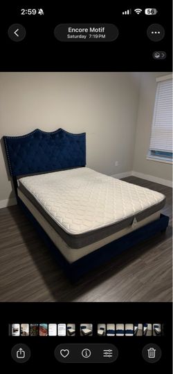 Queen Bedroom Set, Upholstered Bed Frame + Mattress