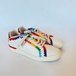 Coach Rainbow Stitch Low-Top Sneakers – White Leather