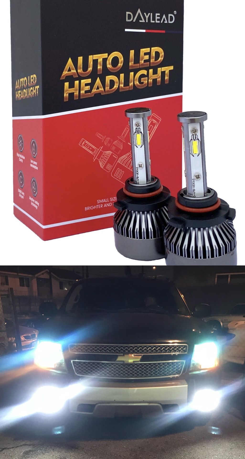 4 sided LED headlights CSP super bright lights top quality 1 year warranty