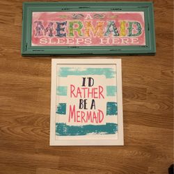 Two Mermaid Wall Hangings From Hobby Lobby