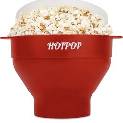 The Original Hotpop Microwave Popcorn Popper, Silicone Popcorn Maker, Collapsible Bowl Bpa Free and Dishwasher Safe