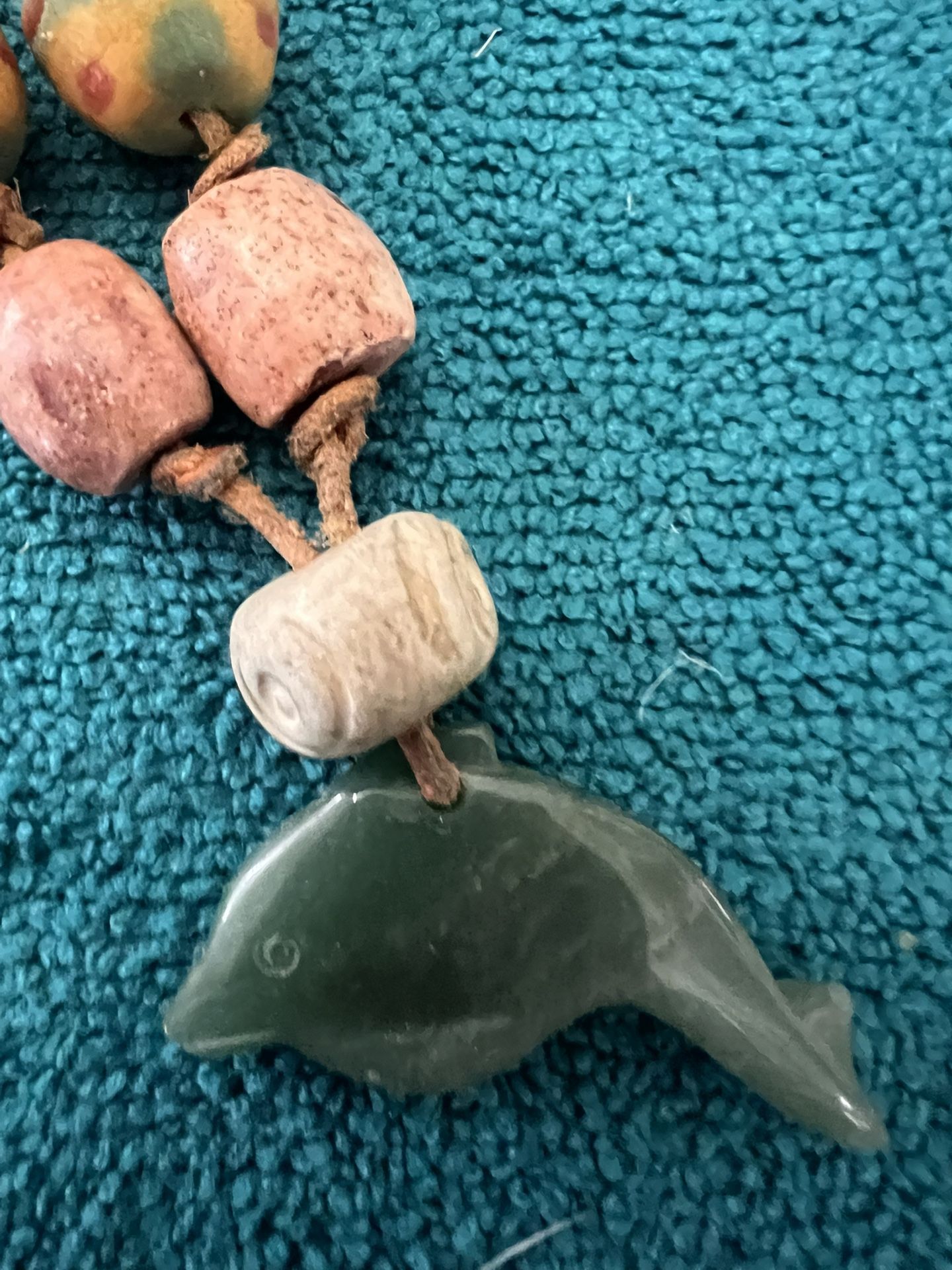 Handmade Dolphin Necklace with Leather Cord
