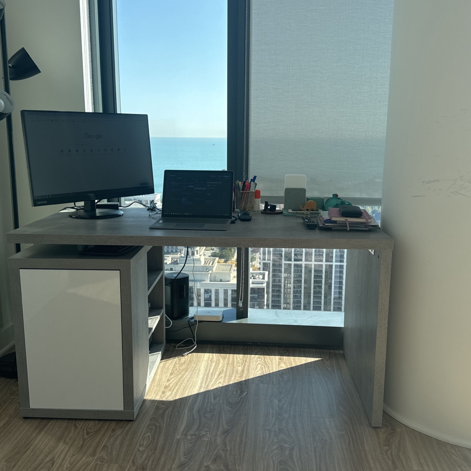 Desk 55 Inches grey From dania furniture for Sale in Chicago, IL