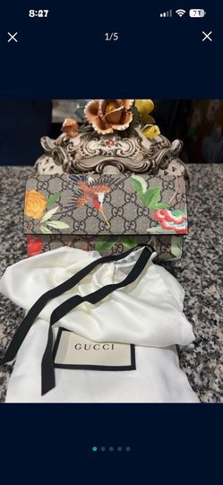 Authenticated ❤️ NEW Gucci Tian Bird GG Supreme Leather bifold wallet