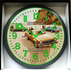 1973 Chevy Chevrolet El Camino Glow In The Dark Wall Clock New!