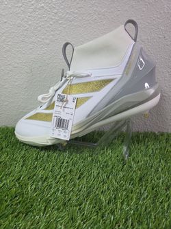 adidas Adizero Impact+ 2.0 METAL Baseball Cleats White/Gold Men's 14 New