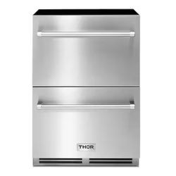 24 in. 5.4 cu. ft. Double Drawer Built-In or Freestanding Refrigerator Freezer in Stainless Steel
