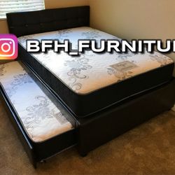 Full/Twin Expresso Trundle Beds w. Orthopedic Mattresses Included 