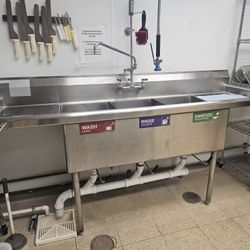 NSF Commercial 3 Bay Sink