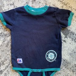 Vintage Mariners Baseball Baby Onesie Size 6-9 Months Genuine Merchandise by Majestic 