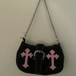 pink&black cross purse 
