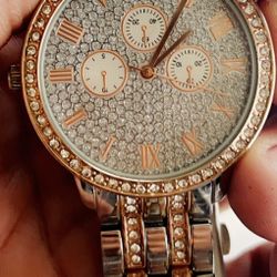 Luxury Silver and Rose Gold Watch