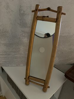mid-century modern bamboo Standing Table Mirror 