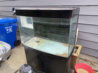 Huge aquarium, lights, filter, gravel, and other accessories