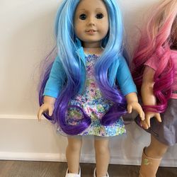 American Girl Doll Blue Purple Hair And Blue Eyes