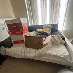 White Twin Size Bed Frame With Mattress!!!!