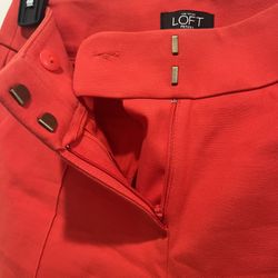 Red Loft petite straight leg trousers LOFT marissa #redtrousers