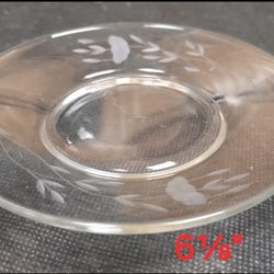 6" Etched Glass Bread Or Butter Plate