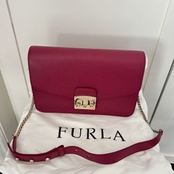 Furla Pink Leather Metropolis Shoulder Bag