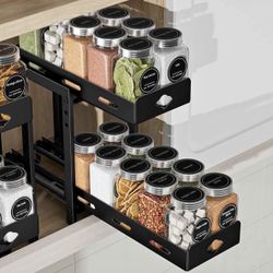  3 Pack New Black 2-Tier Sliding Cabinet Organizers 