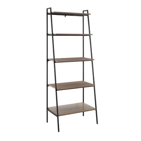 Metal and Wood Ladder Shelf
