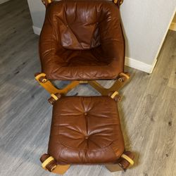  MID CENTURY MODERN ODD KNUTSEN LUNA CHAIR & OTTO