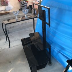 Tv stand with metal and glass