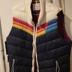 Marine Layer Archive Boreal Puffer Vest Men’s xl Sunset Colorblock $200 MSRP