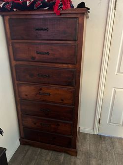 Tall Wood 7-Drawer Dresser Chest