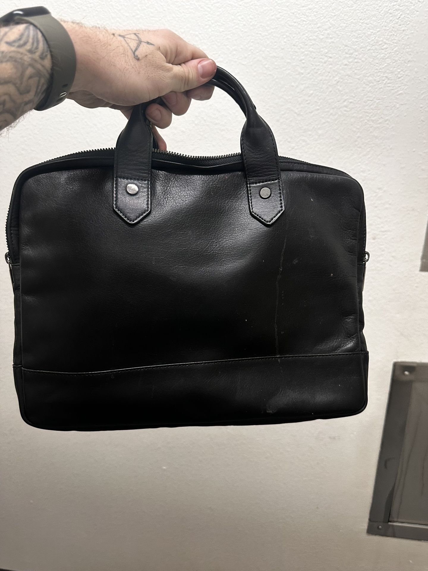 Premium Leather Hook And Albert Slim Laptop Bag