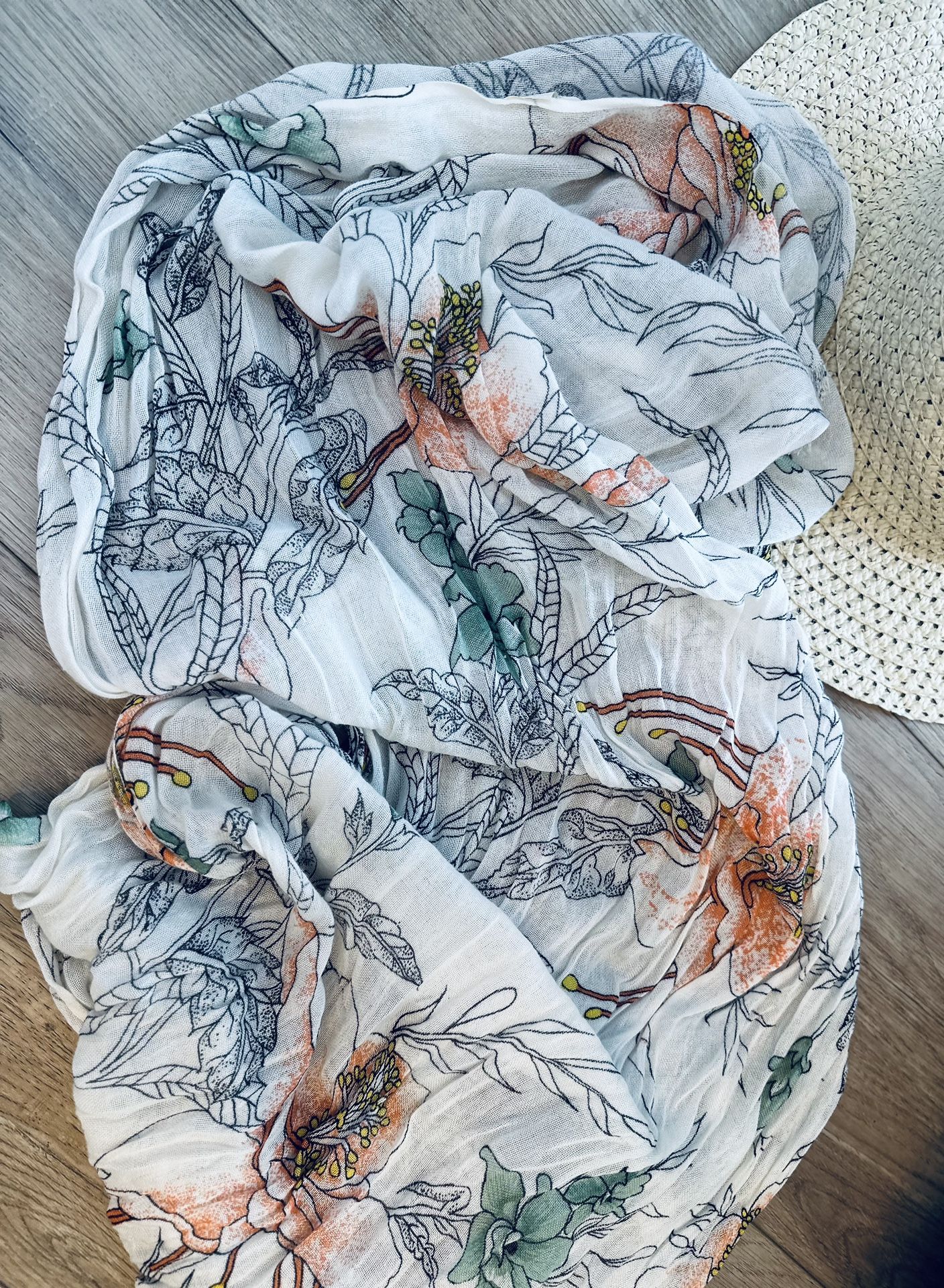 World Market Scarf Wrap Light Weight Pastel Colors 76x24 Fringe Edged