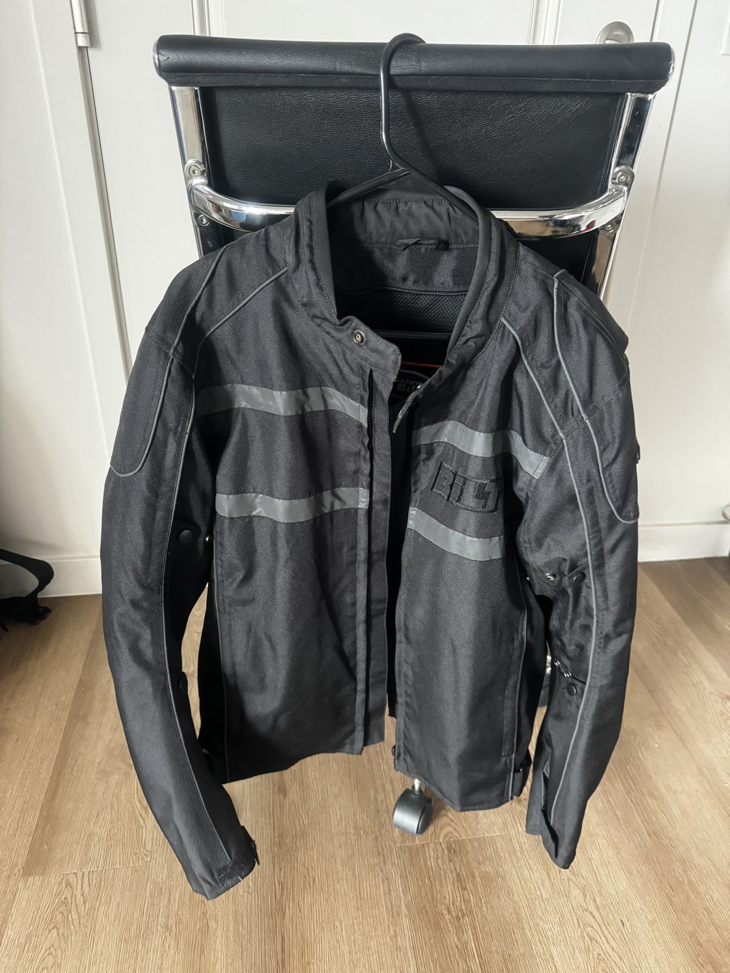Custom Bilt Mens Black Motorcycle Padded Zip Up Jacket Size L