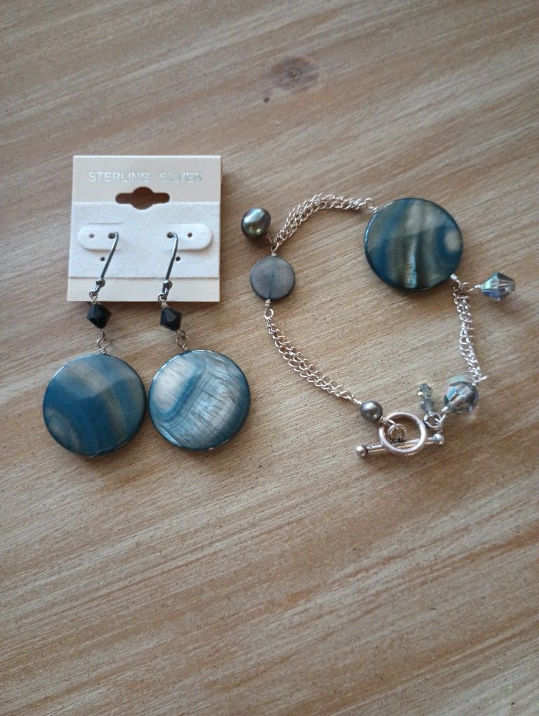 Silver 925 Bracelet And Earring Set