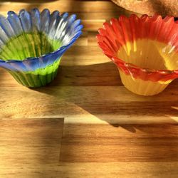Flower Glass  Candle Holder Set