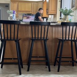 Black Wooden Bar stools (set Of 4) 