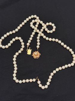 Vintage Pear Necklace 14K Gold Ruby Floral Clasp