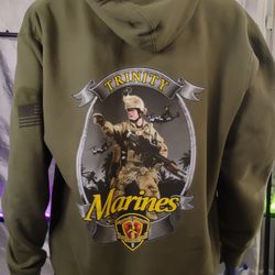 ReloadeD Gear Marines Hoodie Men’s Large Olive Trinity Graphic Pullover