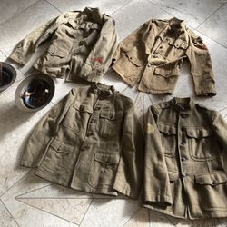 Incredible lot vintage WWI WW1 military uniforms helmets Not WW2 WWII army 