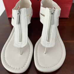 Donald J Pliner Leather Wedge White Sandals Size 9